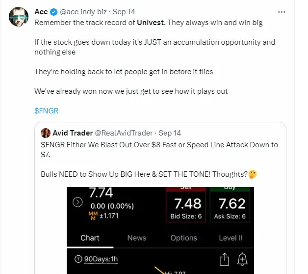 Ace promoting FNGR on Twitter