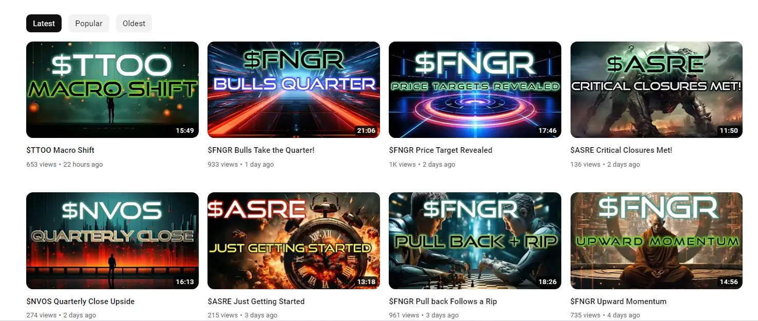 Arcabulls promoting FNGR on YouTube