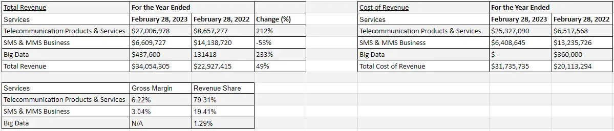 FingerMotion financials FY2023 vs FY2022