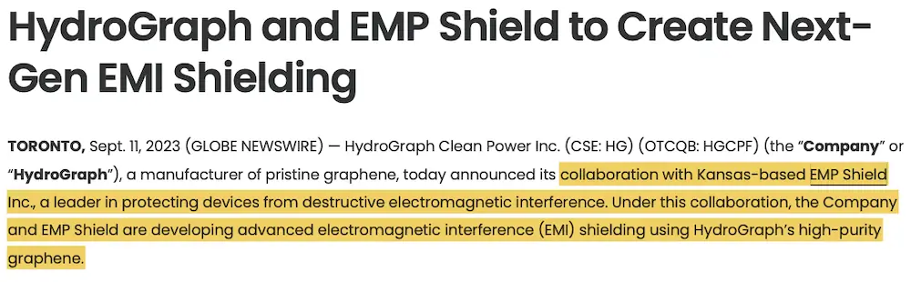 Collaboration announcement with EMP Shield