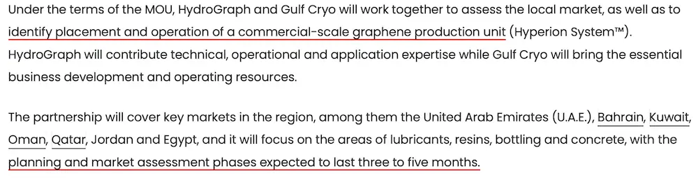 MOU with Gulf Cryo