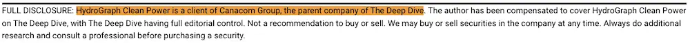 HydroGarph is a paid client of The Deep Dive’s parent company