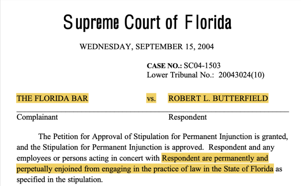 Fl bar sued Butterfield