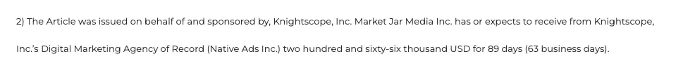 Knightscope paid promotion
