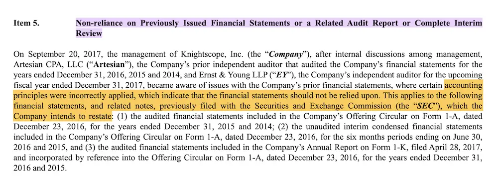 Knightscope financials should not be relied on