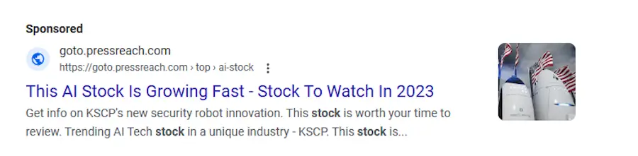 Knightscope Google Ad
