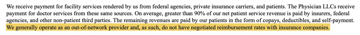 Nutex has no negotiated rates with insurers