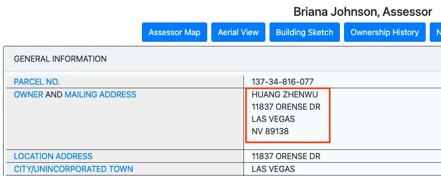 Wayne Huang owns the property at 11837 Orense Dr.