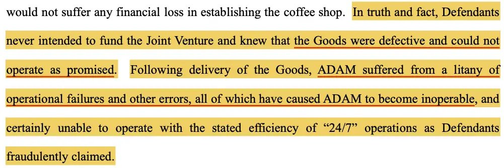ADAM robot had operational shortcomings and defects