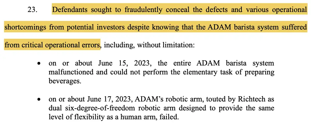 ADAM robot had operational shortcomings and defects