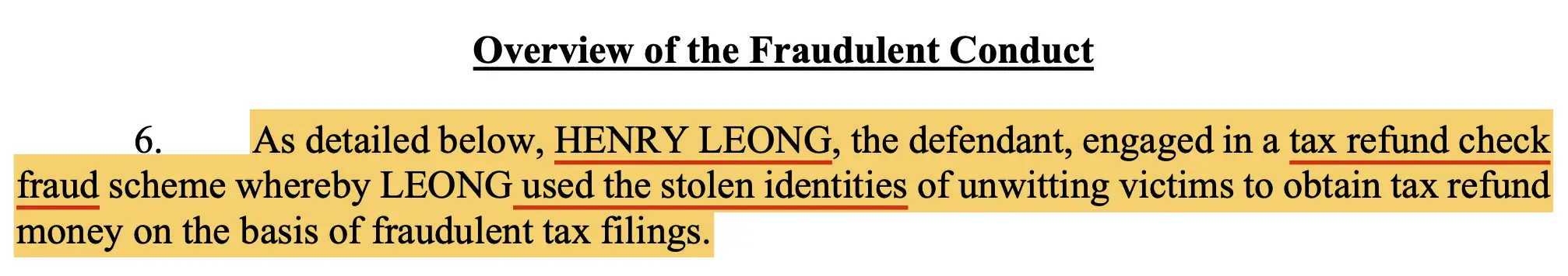 Leong committed tax return fraud