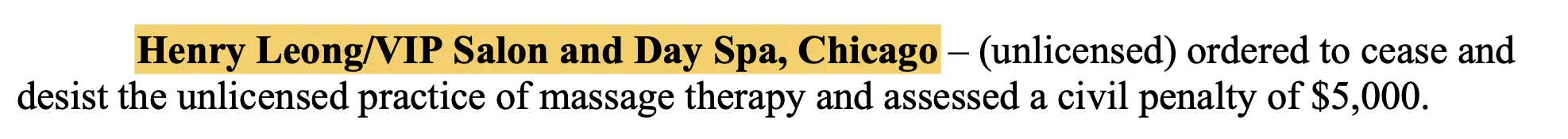 VIP spa was unlicensed