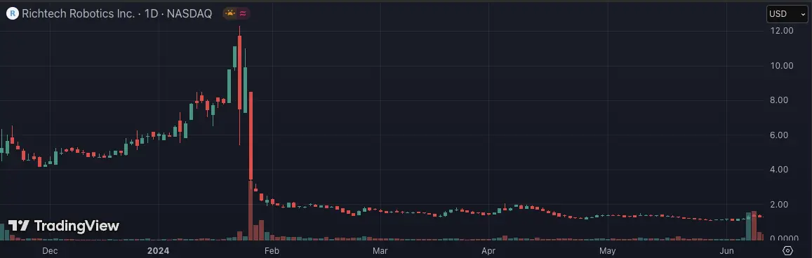 Richtech post-ipo stock chart