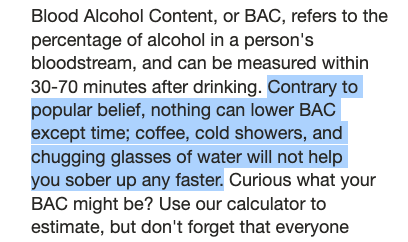 Nothing can lower BAC except time