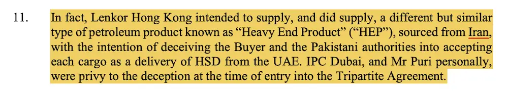 Smuggled oil using forged documents